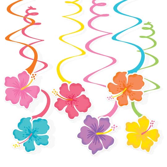 Summer Hibiscus Swirl Decorations, 36ct.